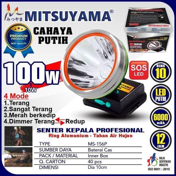 Cod Senter Kepala Jumbo Mitsuyama 100 Watt Cahaya Putih Ms-156P