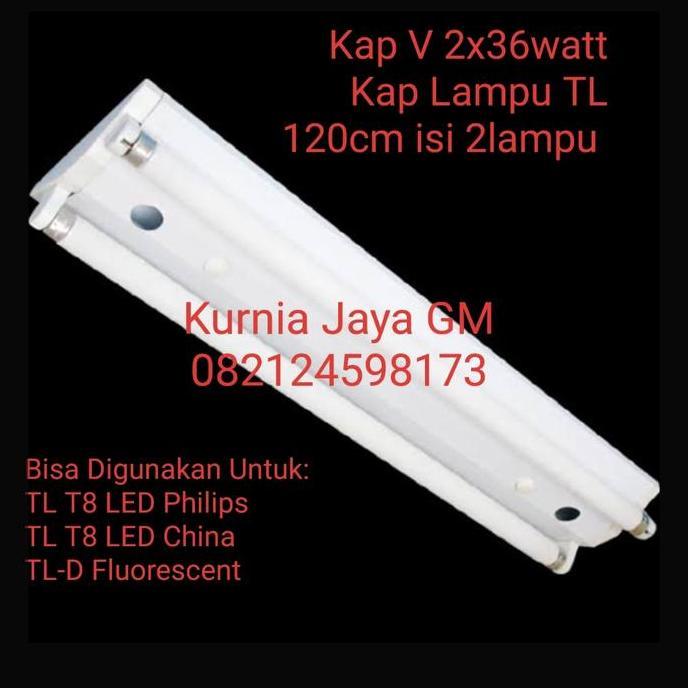Kap Lampu Tl 2X36Watt / Kap V Isi 2 Lampu 120Cm / Kap Lampu Tl 2 Lampu