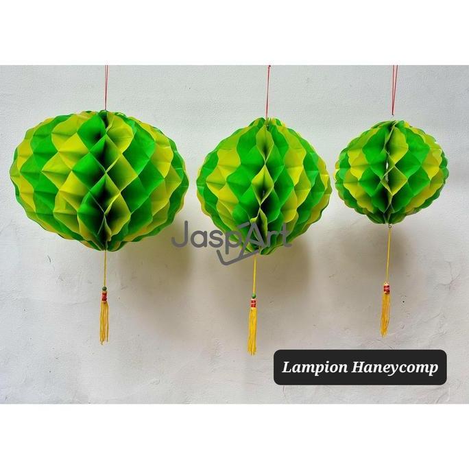 TERLARIS LAMPION LEBARAN LAMPION IDUL FITRI LAMPION HIJAU KUNING HONEYCOMB