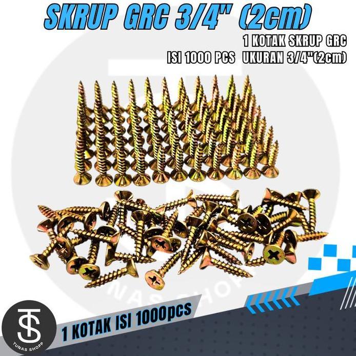 Sekrup Grc 3/4" (2Cm) 1 Kotak Isi 1000 Pcs / Sekrup GRC Ukuran 3/4 Inch / Sekrup GRC Tahan Karat / B
