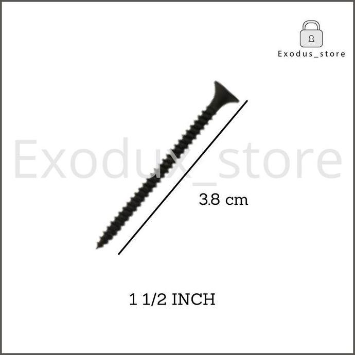 Sekrup gypsum hitam 1 1/2" inch x 6 BBS / 1 kotak 900 gr