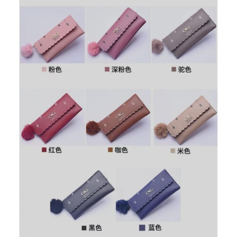 Official Skygalery Dompet Panjang  Lipat Wanita Dengan Pompom Women Wallet Korean 2026
