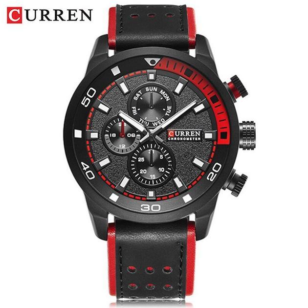 HOT CURREN 8250 Jam Tangan Pria Analog Tali Kulit Chronograph Tidak Aktif CURRENOS 2026