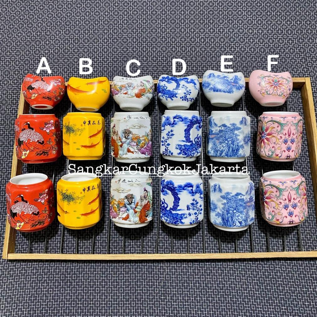 Cepuk Keramik Sangkar Burung Besar Murai Hwamei Anis Set 3Pcs