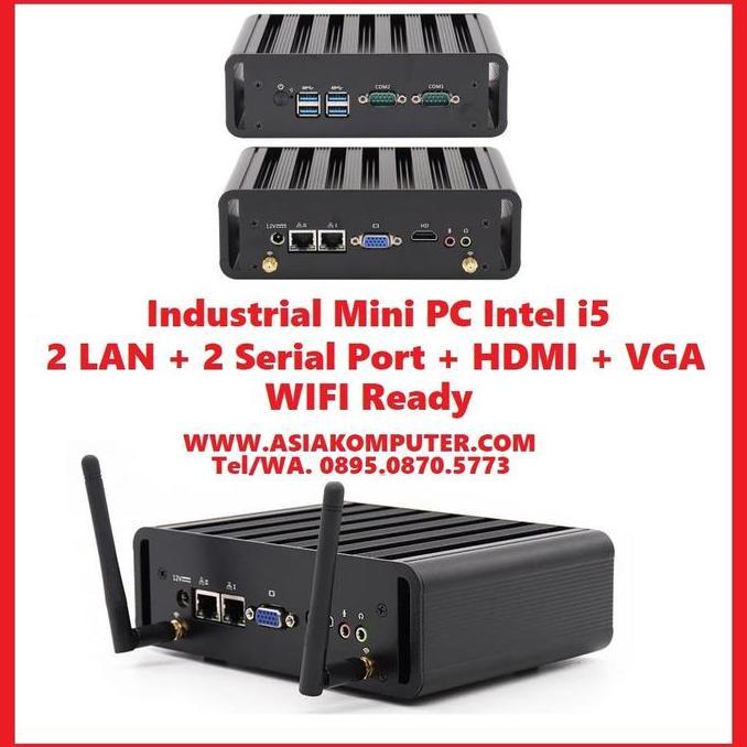 Industrial Mini PC i5 Dual LAN Dual Serial HDMI VGA Comm Port Fanless