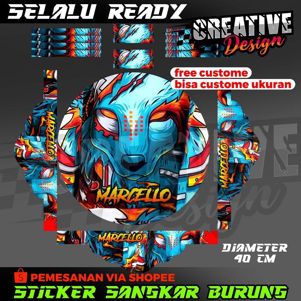 Sticker Sangkar Burung Anis Merah Motif Srigala