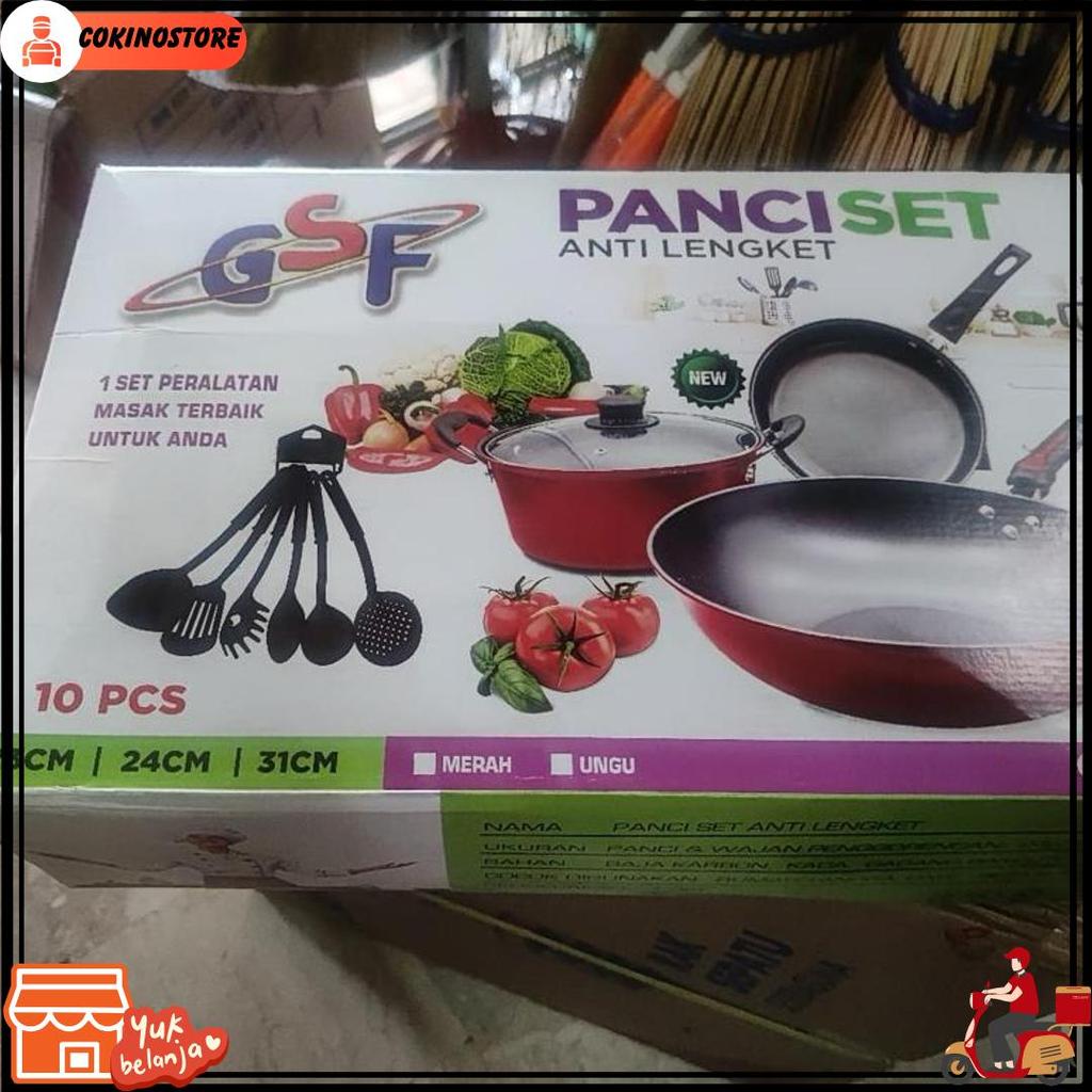 Panci Set Gsf G-2629 / Panci Set Spatula Gsf 2629 / Panci Set Seri Teflon Spatula 10Pcs Gsf 2629 / P