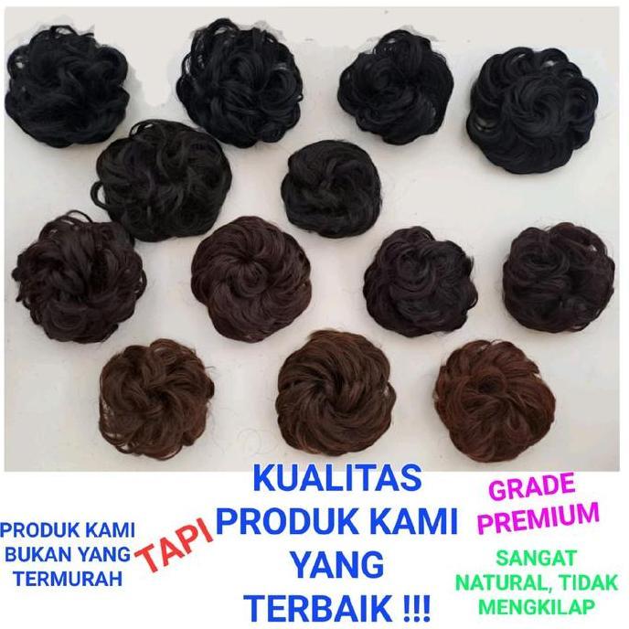 Lockyou- Ikat Rambut Wig Rambut Palsu Konde Cepol Rambut Bervolume Untuk Pesta Karet Rambut Palsu Wi