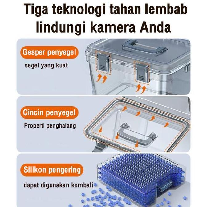 Cekrek- Kotak Tahan Lembab Kamera Digital Dry Box Kamera 3 In 1 Set Free Silica Gel Dan Higrometer K