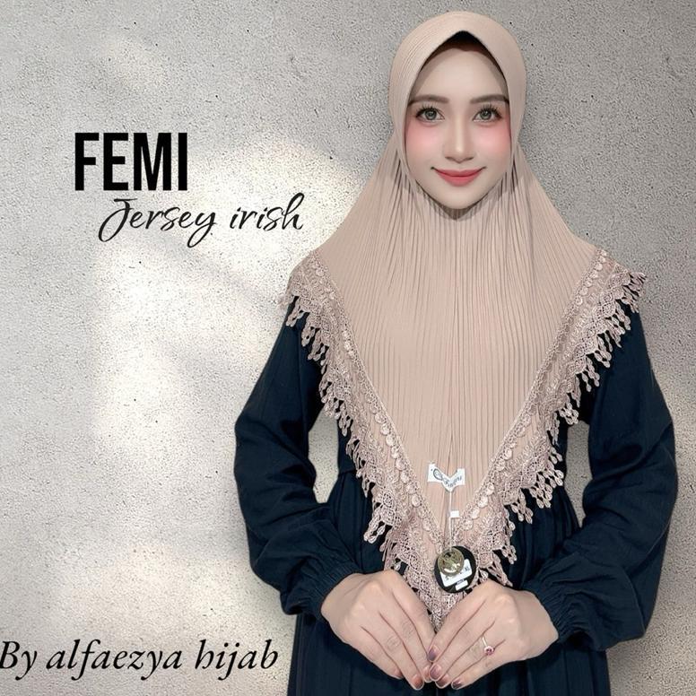Hijab Instan Femi Bergo Pet Antem Jersey Irish Plisket Renda Tetes Hujan By Alfaezya Hijab Ready Tan