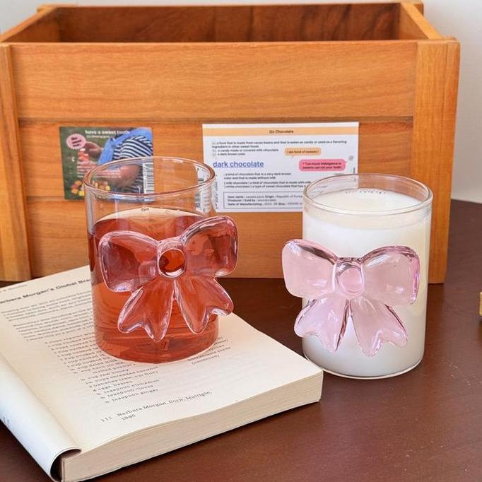 Gelas Pita Kupu-Kupu Besar 3D Merah Muda - Mug Kopi Rumah Busur Lucu Allshop