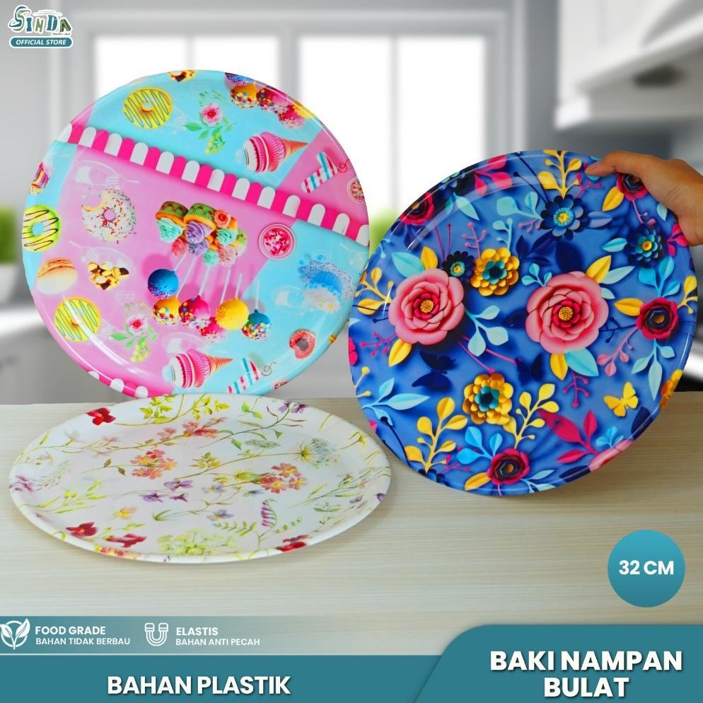 Baki Bulat Lebar Nampan Besar Random Tatakan Gelas dan piring