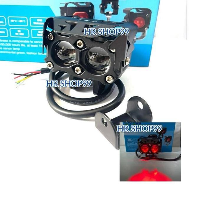 LAMPU TEMBAK LED FOGLAMP HJG SQL 2 MATA 60WATT HIGH LOW PUTIH KUNING