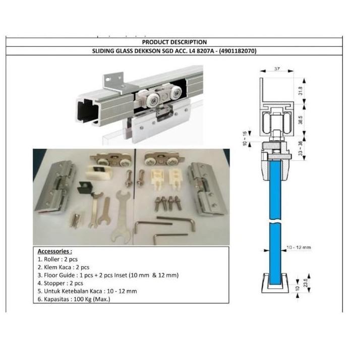 Rel Sliding Pintu Kaca Dekkson SGD L4 8111A Sliding Glass Door Track