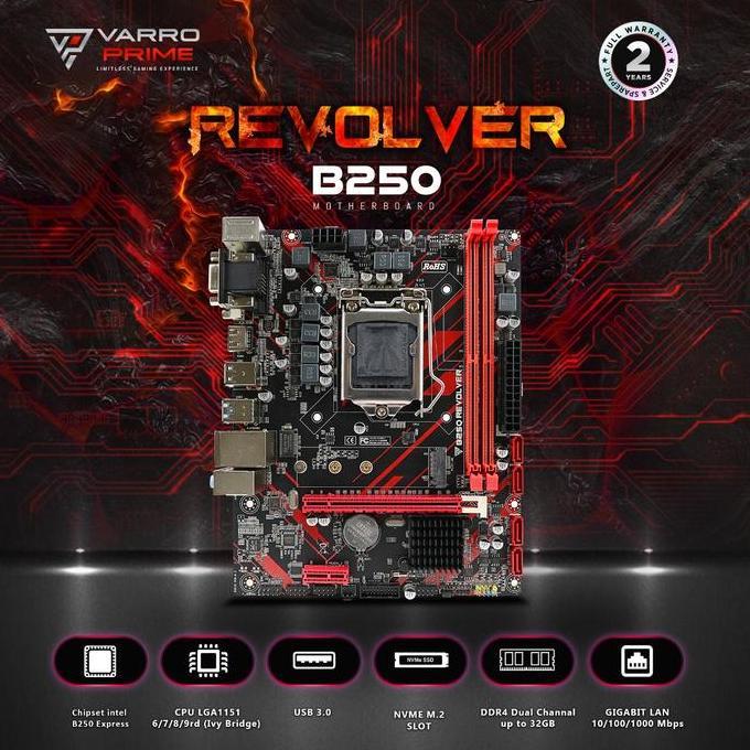 TERMURAH - MOTHERBOARD GAMING B250 REVOLVER VARRO SUPPORT NVME