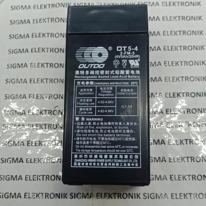 HARGA DISC - ACCU / AKI KERING OUTDO 4 VOLT 5 AH. DIMENSI UKURAN 4 VOLT 4 AH