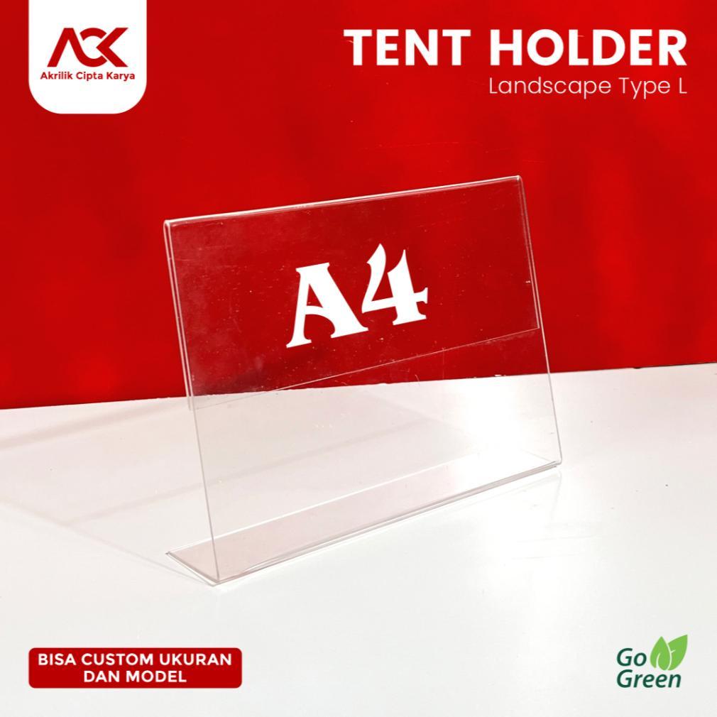 Tempat Brosur Meja Akrilik A4 L Type / Acrylic Tent Holder A4 Landscape / A4 L Type Landscape Termur