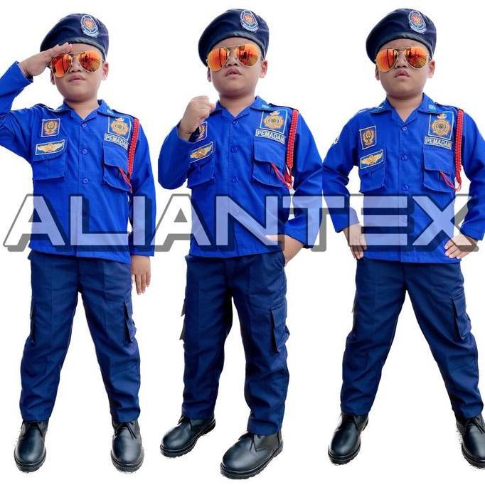 Aliantex Baju Damkar PDL Anak Profesi Karakter Unisex Bahan Ripstock TR Asli Lengkap dengan Talikur 