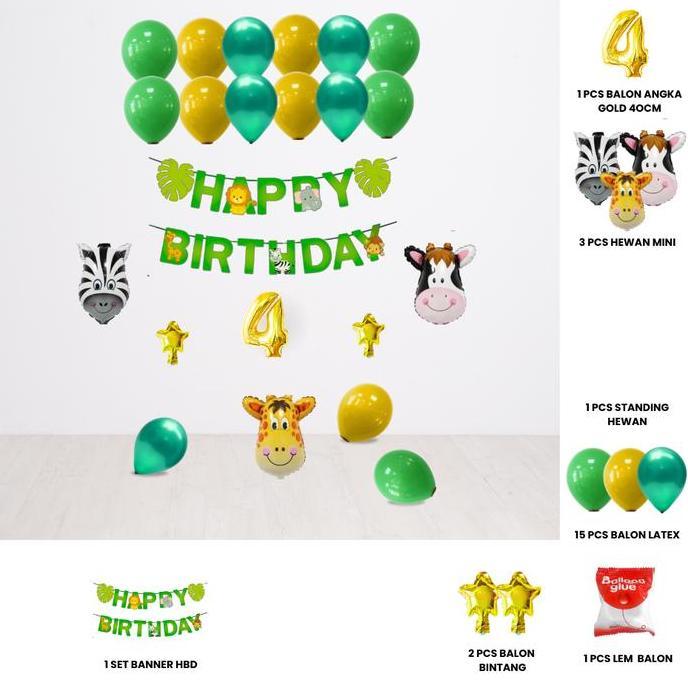 JUNGLE SET DEKOR ULANG TAHUN ANAK/ DEKORASI ULTAH ANAK