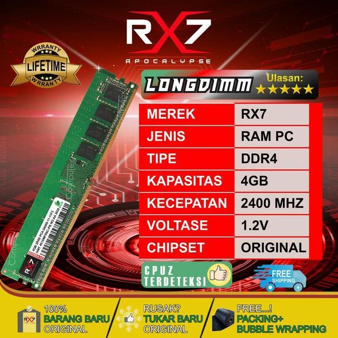 NEW RAM RX7 DDR4 4GB 2400 MHz PC 19200 RAM GARANSI RESMI