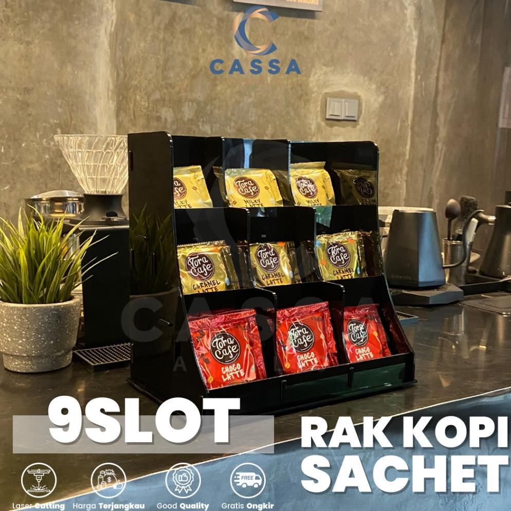 Olg Rak Display Kopi Sachet Organizer Akrilik 9 Slot
