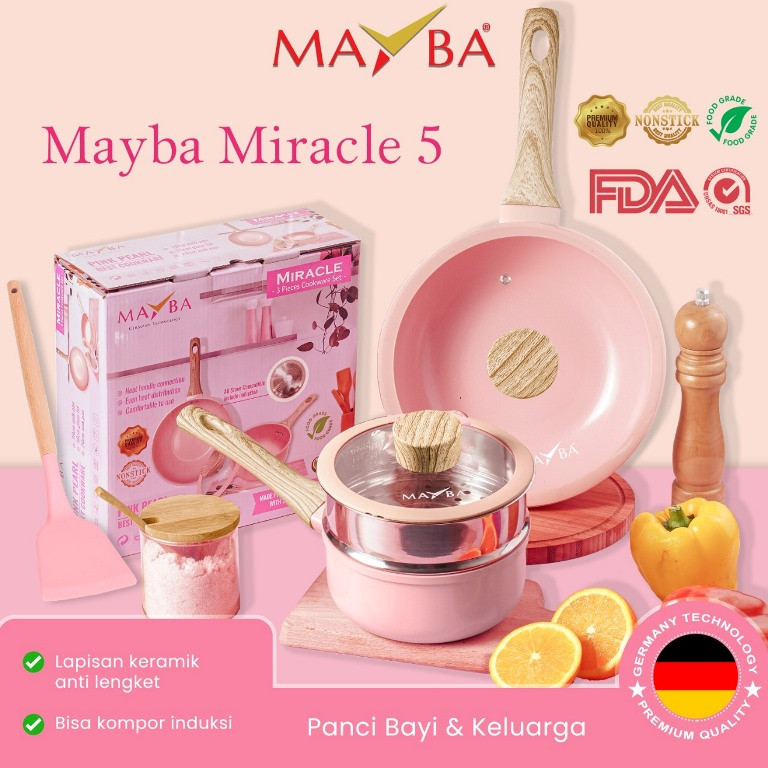Panci Miracle Mayba Pearl Ceramic Nonstick / Panci Besar Serbaguna / Panci Set Mayba