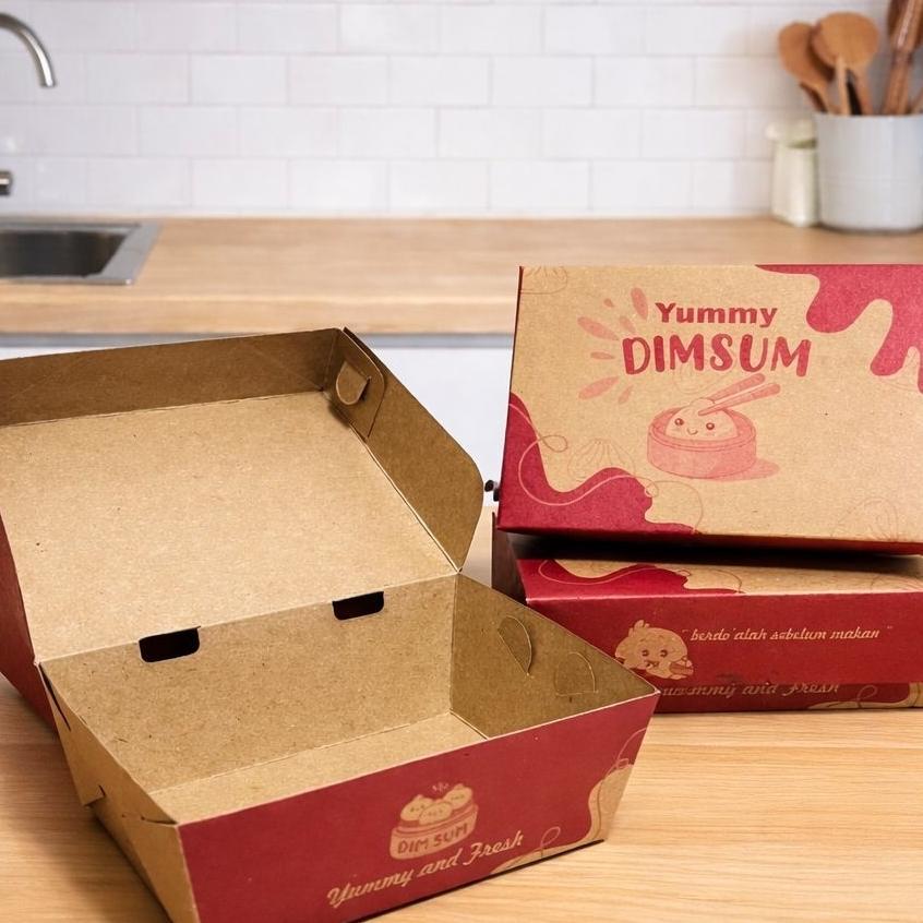 Box Dimsum Kraft ( Isi 50 Pcs ) Lunch Box Dimsum Kraft Dus Box Dimsum Laminasi Kotak Dimsum Kraft La