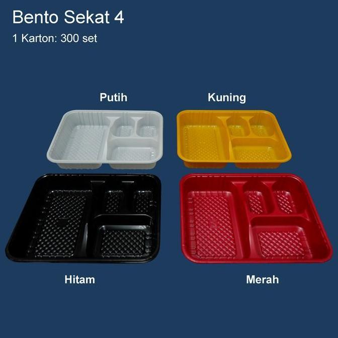 Bento Sekat 4 + Tutup | Box Bento Sekat 4