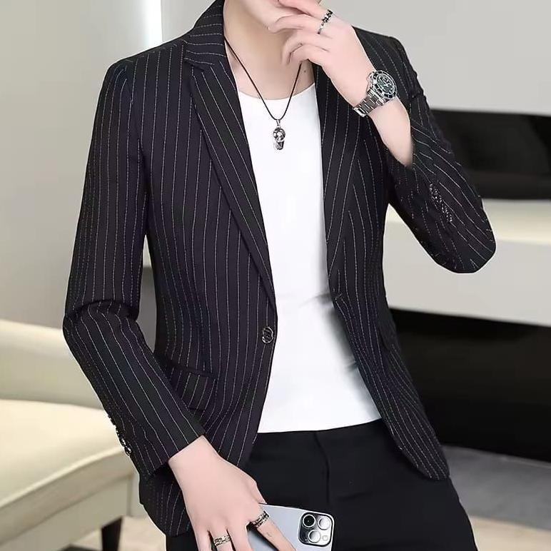 Best Seller Blazer Pria Motif Salur/Jas Blazer Cowok Salur/Casual Pria