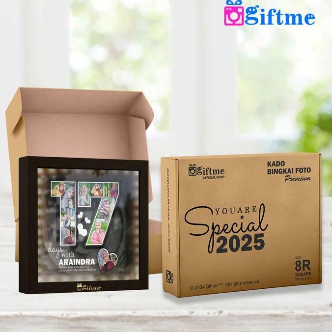 GIFTME Kado Bingkai Foto Anniversary bisa request Foto dilengkapi Lampu LED