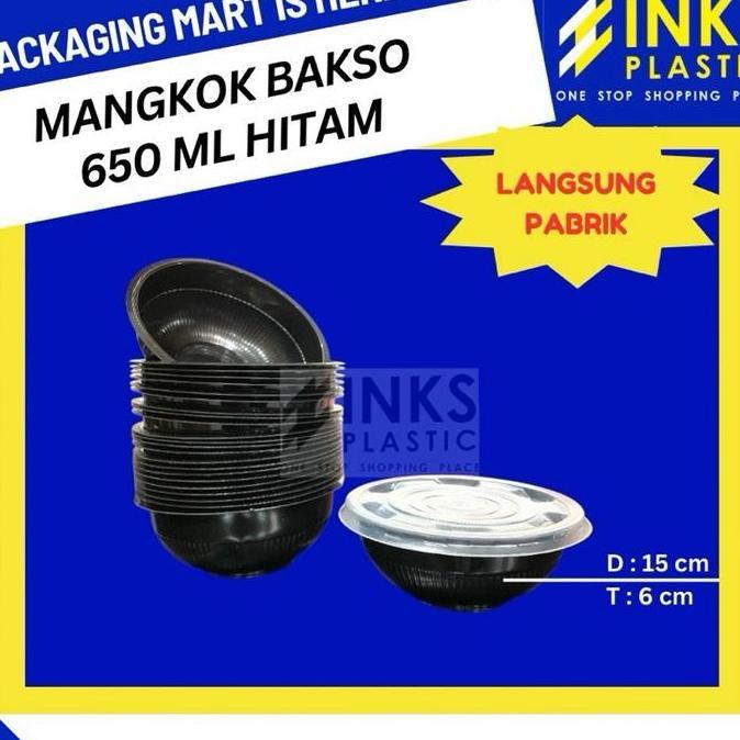 MANGKOK PLASTIK 650 ML MANGKOK BAKSO HITAM (50 PCS)