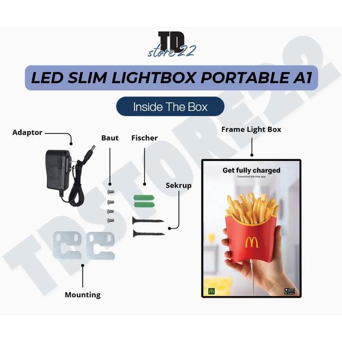 Slim Light Box LED A1 - Lampu Display Frame Poster Neon Box LED untuk Iklan Elegan Lampu Iklan Neon 