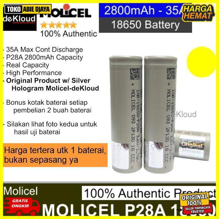 Original Authentic Molicel P28A 18650 Battery | Baterai Batre Batere Original