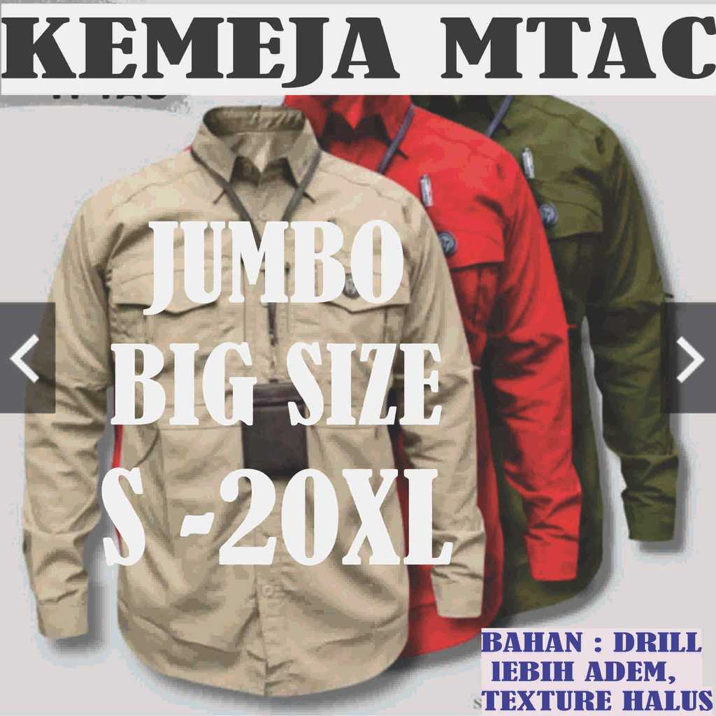 Big Size Jumbo Kemeja Baju Tactical Taktikal MTAC M-TAC M TAC Tangan Lengan Panjang PDL PDH PNS Resk