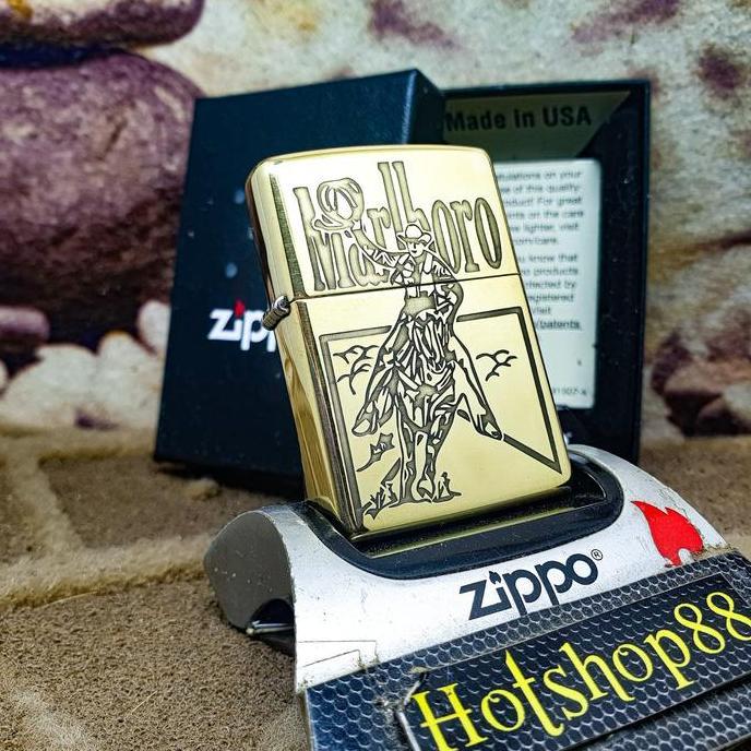 Original Zippo Cowboy High Polish Brass Customize