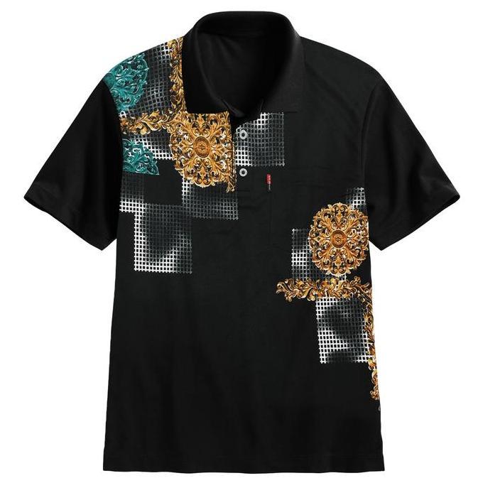 DE194 >> Kaospolos - Kaos Pria Kerah Polo Distro Motif Batik Saku Pendek Atasan Baju Dewasa Cowok Ka