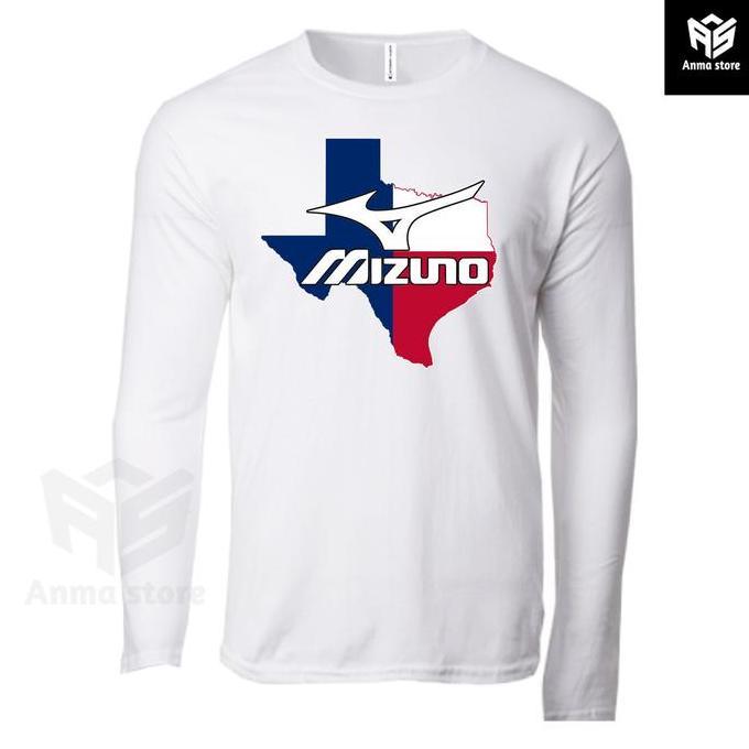 Kaos Pria Wanita Baju Lengan Panjang Olahraga Texas Baseball Mizuno