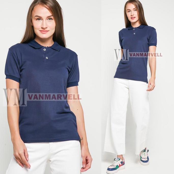 DS194 - VM Kaos Polo Shirt Polos Biru Dongker - Kaos Polos Berkerah
