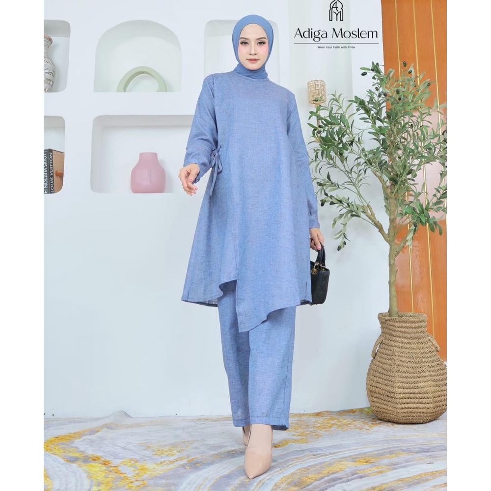 NEW Adiga Moslem - Gladys Tunik Set - Setalan Tunik Celana Linen