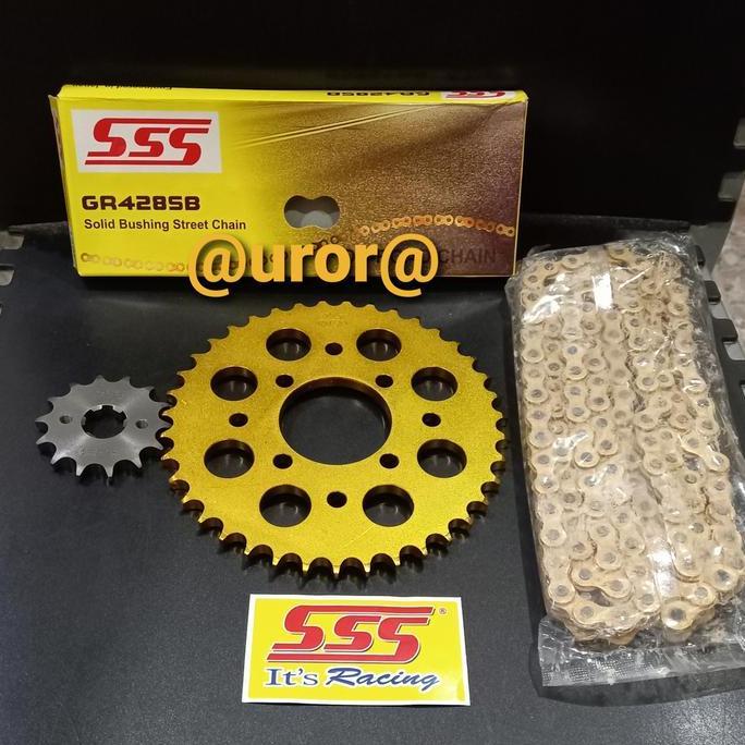 GEAR SET SSS 428 GOLD SATRIA FU 150 SERIES & RANTAI SSS 428 SB GOLD