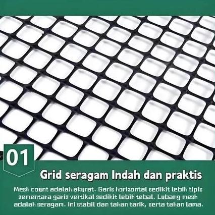 Pagar Plastik Kebun Jaring Kawat Plastik Mesh Ram Plastik Hitam Lubang 3,5cm Alas Lantai Ayam Hiasan