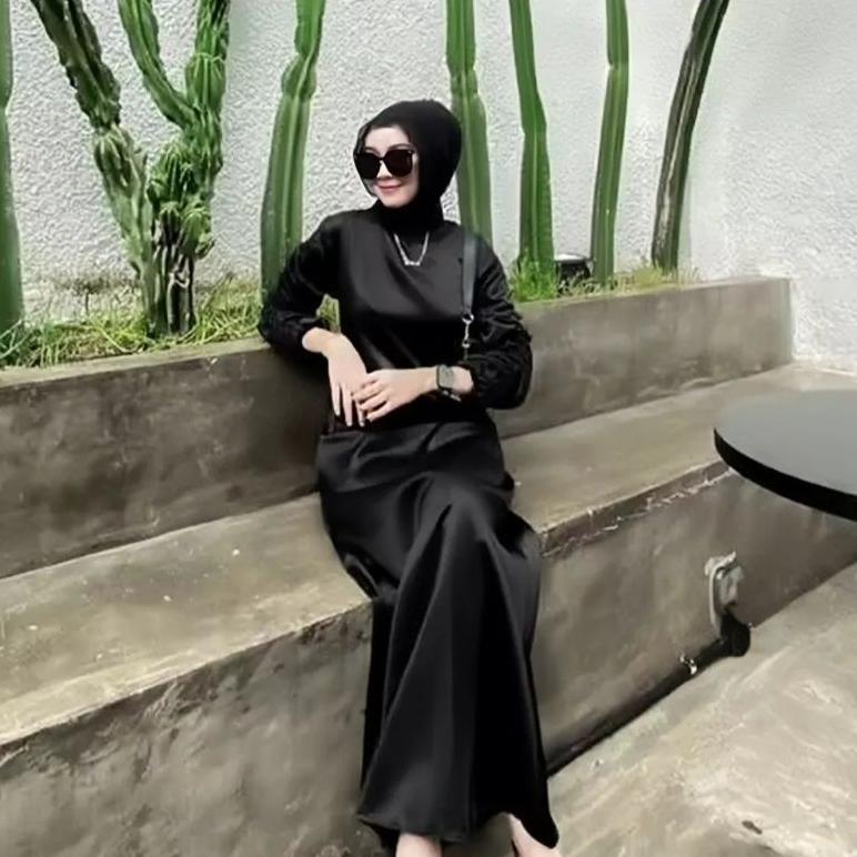 BIG SALE DRESS DARLA SILK SATIN SERUT LONG DRESS SATIN SERUT DRESS