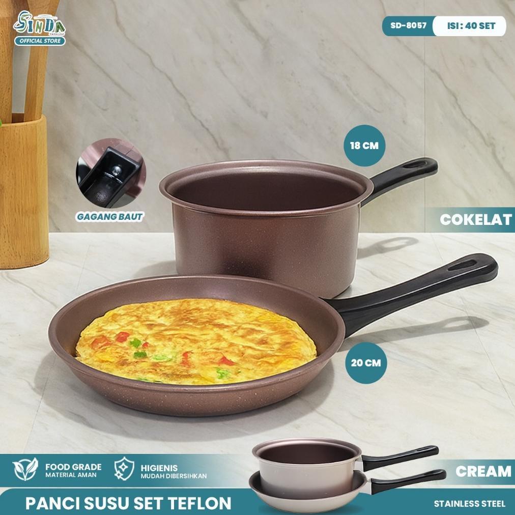 Panci Susu Milk Pot Teflon Frypan Anti Lengket 1set Isi 2pcs panci wajan teflon goreng