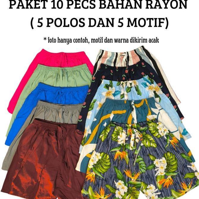 STYLE FASHION Grosir isi  10 Pecs | Celana pendek hotpants Rayon wanita Motif Santai STYLE FASHION