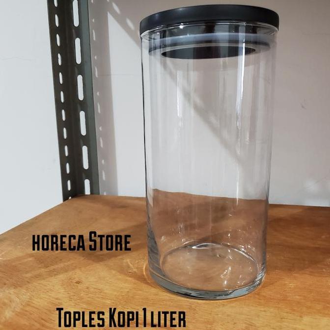 Lansungkirim- Toples Kopi Kaca Kedap Udara Besar 1 Liter. Container Kopi Besar