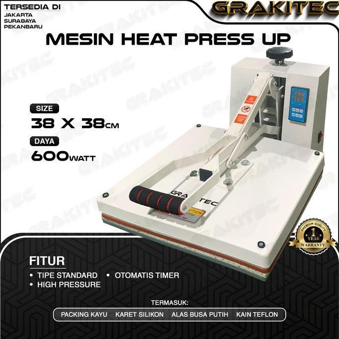 Lansungkirim- Grakitec Mesin Heat Press Sablon Kaos 38X38 600 Watt
