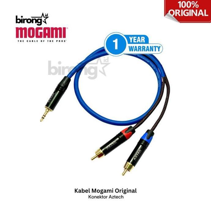 Grosir Mogami Kabel Aux Double Rca To Jack 3.5 Trs Aztech Stereo Input Hp Laptop Komputer Kabel Moga