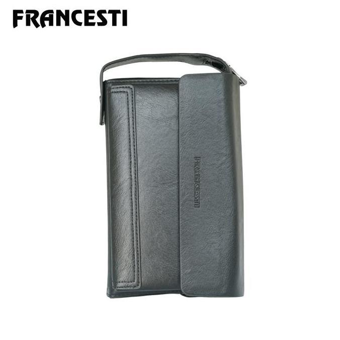 Sale Francesti Clutch Bag Pria 651 Kulit Pu Premium  Black/Tas Tangan Hitam