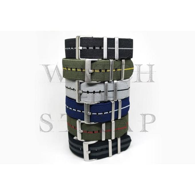 Elastic Nylon MN Style Nato Strap Parachute Parasut 22mm Black Grey
