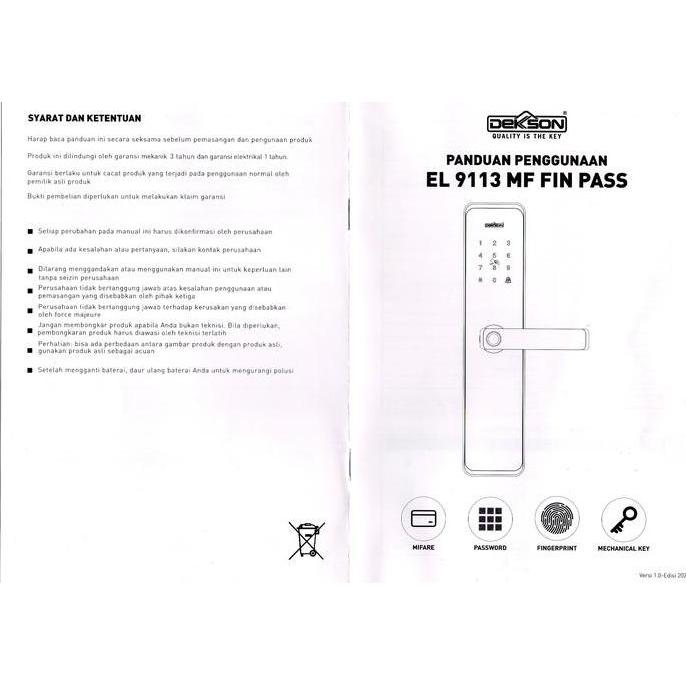ELECTRONIC LOCK DEKKSON EL 9113 MF FIN PASS DEKKSON Digital Lock